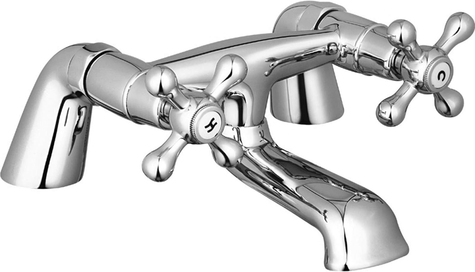 ENKI Traditional Cross Handle Bath Filler Mixer Taps Bathroom Chrome WINDSOR