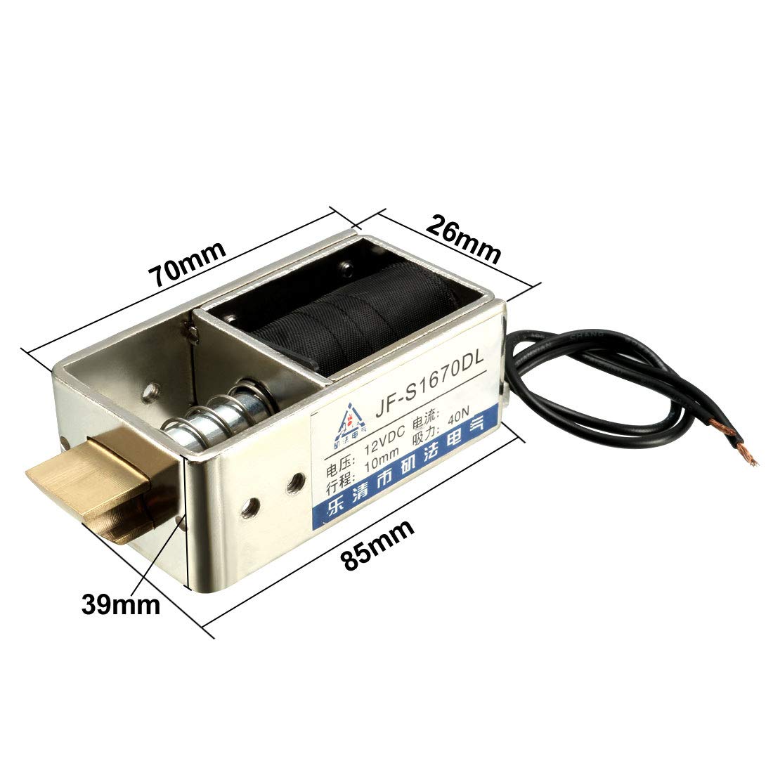 sourcing map Electroimán del solenoide DC 12V 2.5A 30W 40N 10 mm de tracción Tipo de Movimiento Lineal