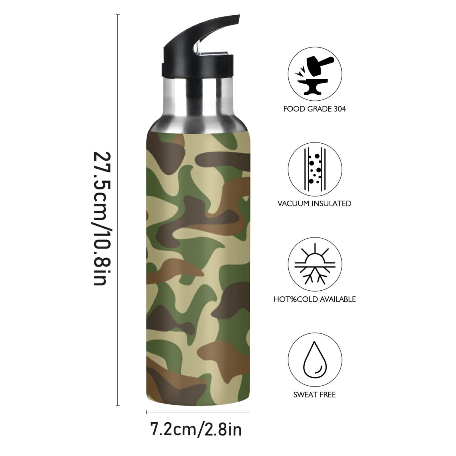 Mexpekil Bouteille D'eau De 600 Ml En Acier Inoxydable Avec