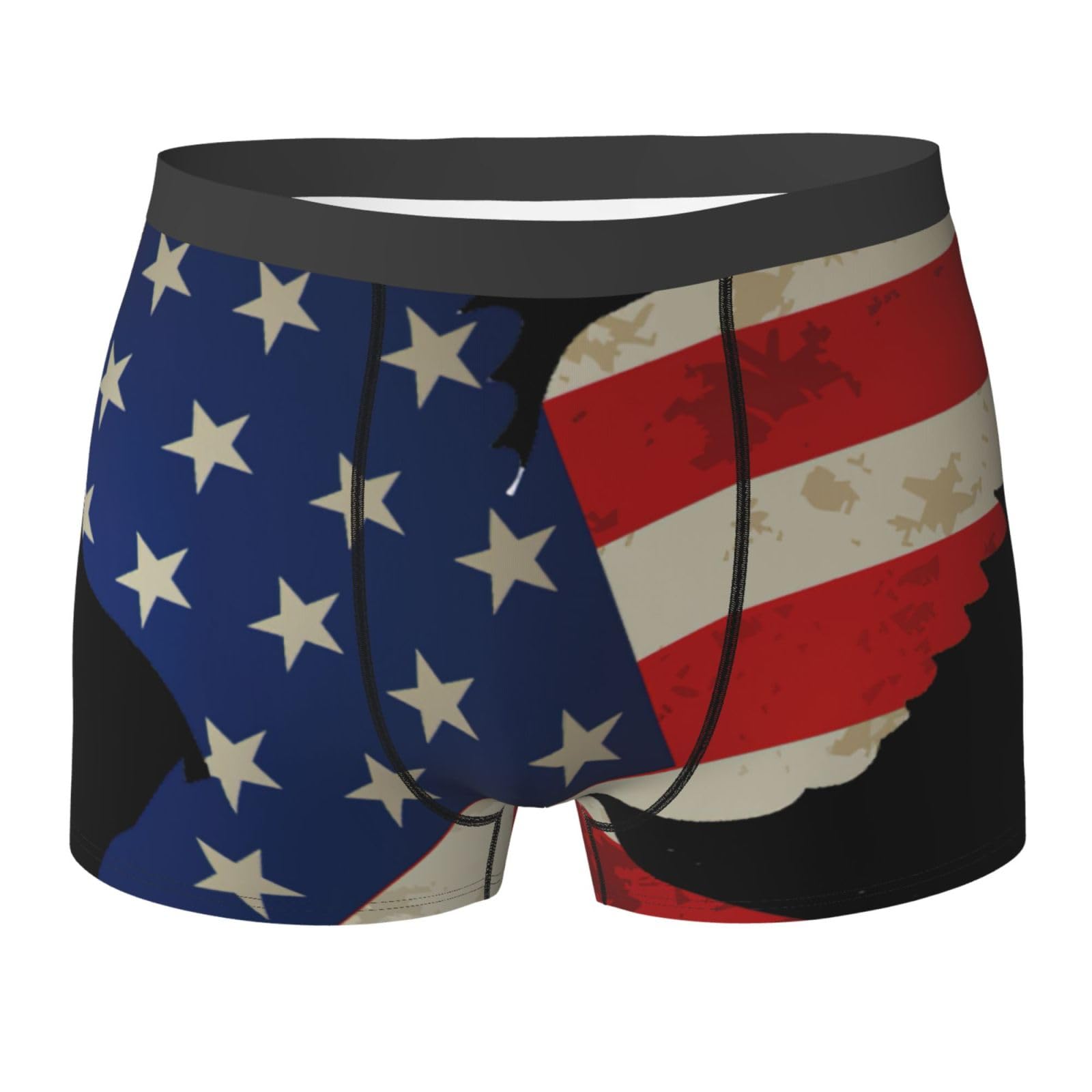 Migpkd Men's Black American Eagle And Flag Boxer Briefs Stretch Performance Underwear Boxers