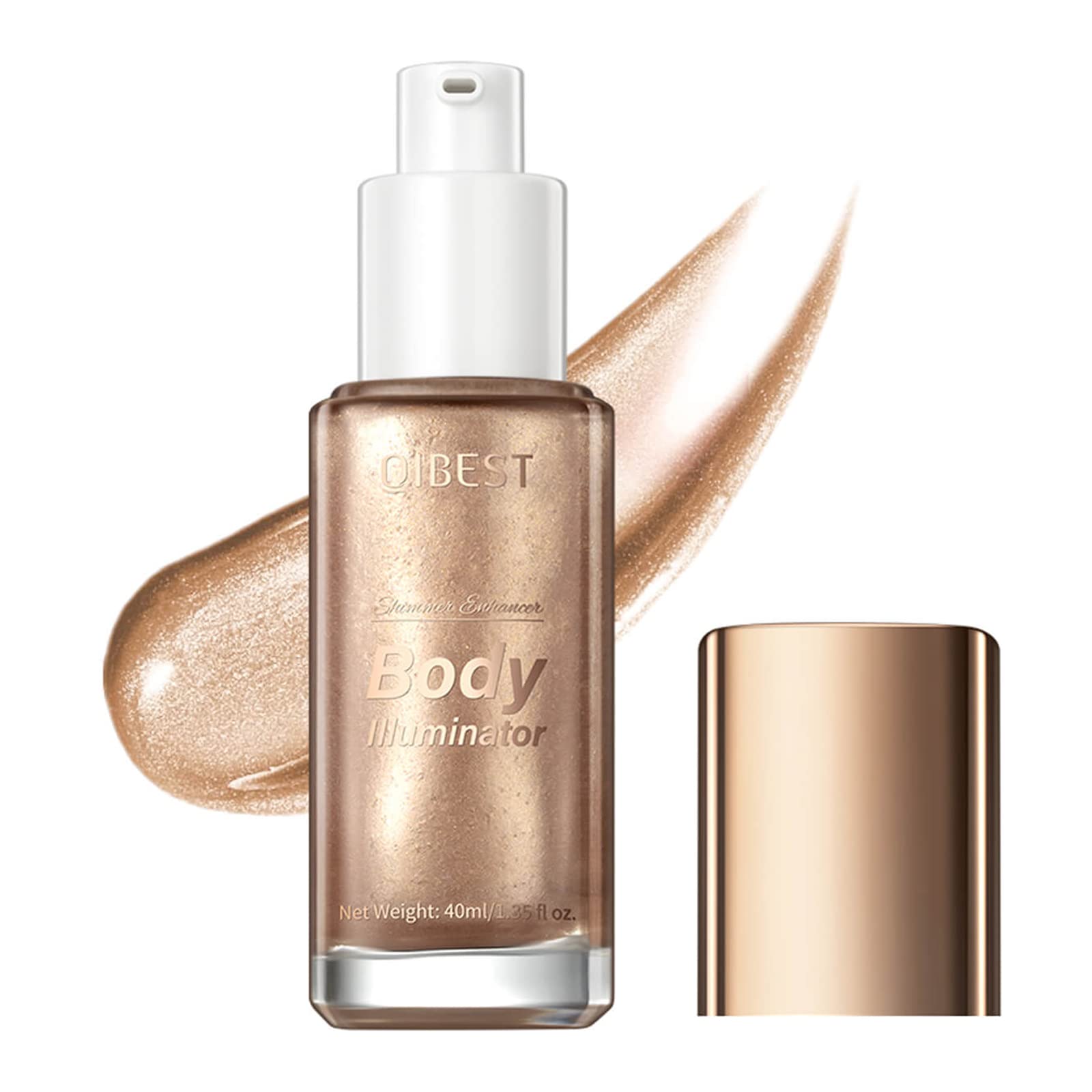 MEICOLYLiquid Body Illuminator, Moisturizing Long Lasting Shimmer, Smooth Waterproof Shimmer Oil, Glow Body Highlighter Face Luminizer, 40ml/1.35 fl oz. #02 Rose Gold