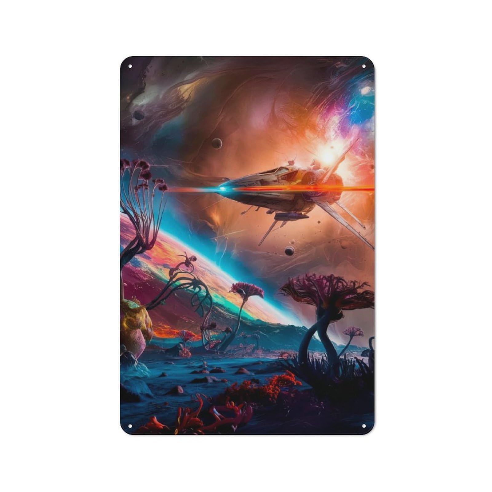 Junmoney Galactic Exploration Modern Retro Metal Wall Art Sign 30X20cm Featuring Urban Room Decor For Workspace, Cafe, Hallway Or Garage