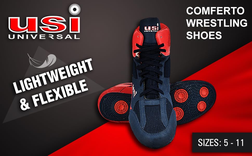 Image of USI UNIVERSAL 701W Wrestling Shoes, Comferto Sports Shoes for Wrestlers for Men & Women with Pu Suede, Mesh & Rubber Construction