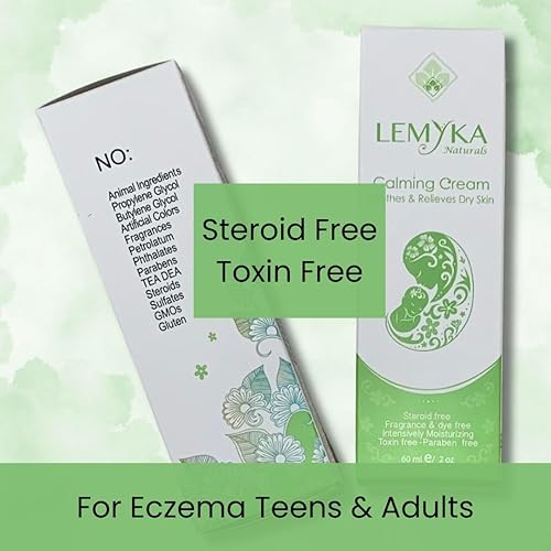 LEMYKA Eczema Flare Defense Crema calmante natural - Paquete de 3 unidades, para bebés, niños y adultos con eccema (dermatitis atópica), parches