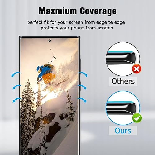 Miniatura 5 de Protector de pantalla para Galaxy S23 Ultra 2+2 unidades con protector de lente de cámara, compatible con huellas dactilares, dureza 9H, cobertura