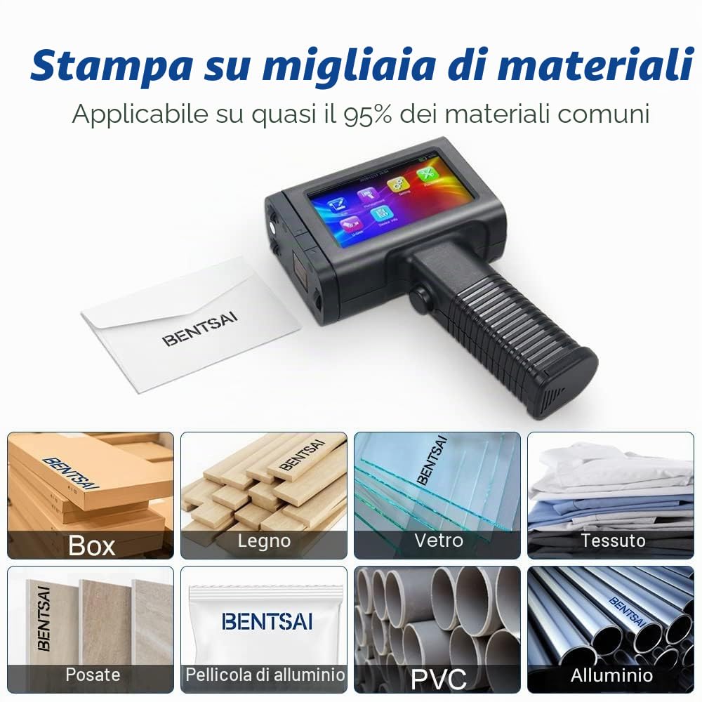 BENTSAI BT-HH6105B2 Stampante Palmare Portatile Macchina di codifica portatile per etichetta con codice a barre Logo Numero di serie Data di produzione (B2 Handheld Printer)