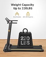 Vista 7 de UREVO Treadmill with Standing Desk Workstation, Walking Pad Treadmills for Home Office, Under Desk Compact Design Treadmill with HIIT Programs