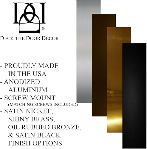 Miniatura 3 de Deck the Door Decor  Placa de empuje de puerta - Montaje con tornillo - Varios tamaños y acabados (negro satinado, 4 x 16)