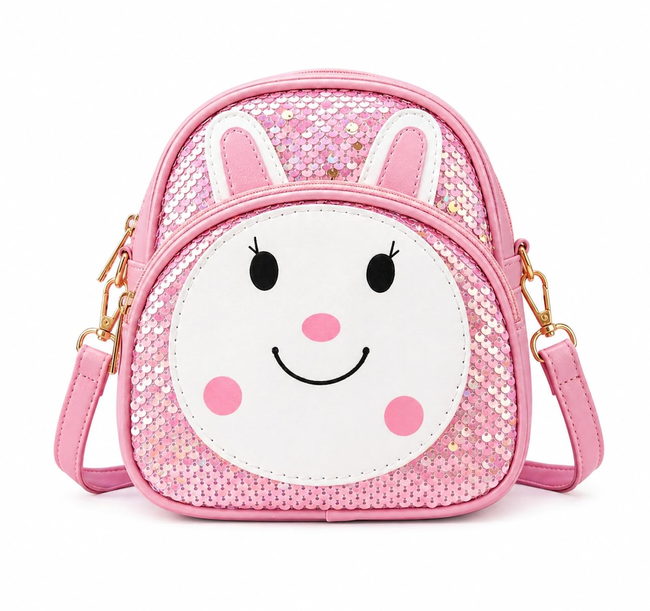 parnidhi Kids Sling Bag Cute Bunny Design Mini Backpack Style Crossbody Bag with Adjustable Strap Zipper Closure Lightweight PU Material for Girls Travel School Use-picture-10