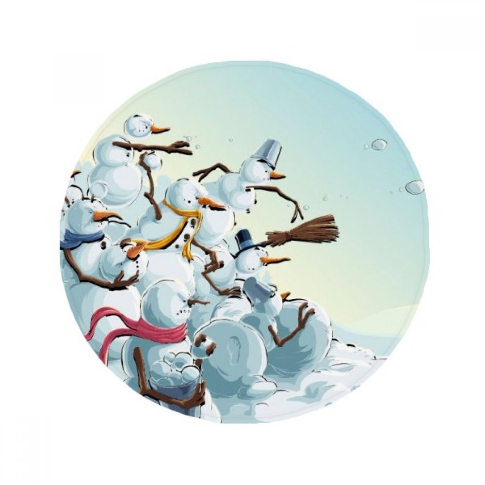 Tapis de sol rond bonhomme de neige Noël 80cm antidérapant multicolore pour cuisine et salon