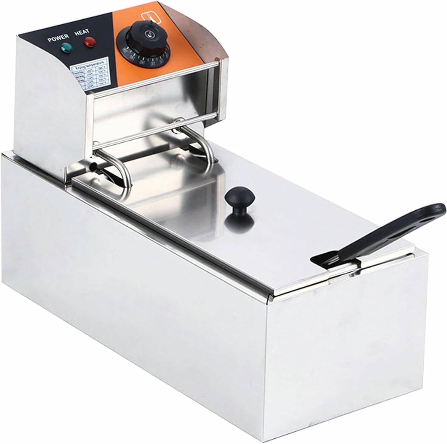 Commercial Deep Fryer, Electric Deep Fryer with Basket And Lid, Countertop Stainless Steel Frying Machine with Temperature Control And Removable Oil Tank for Home Kitchen And Restaurant~/