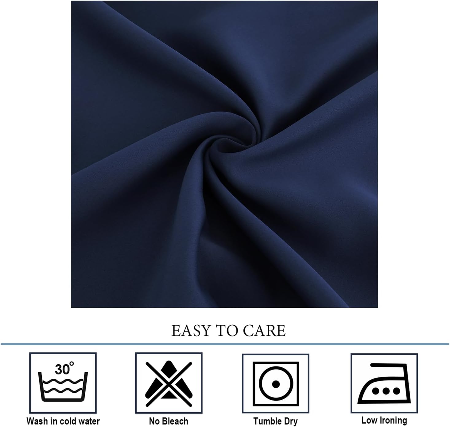 Diraysid Navy Blue Grommet Blackout Curtains for Bedroom Thermal Insulated Room Darkening Curtains Drapes, 52 x 108 inch, 2 Panels