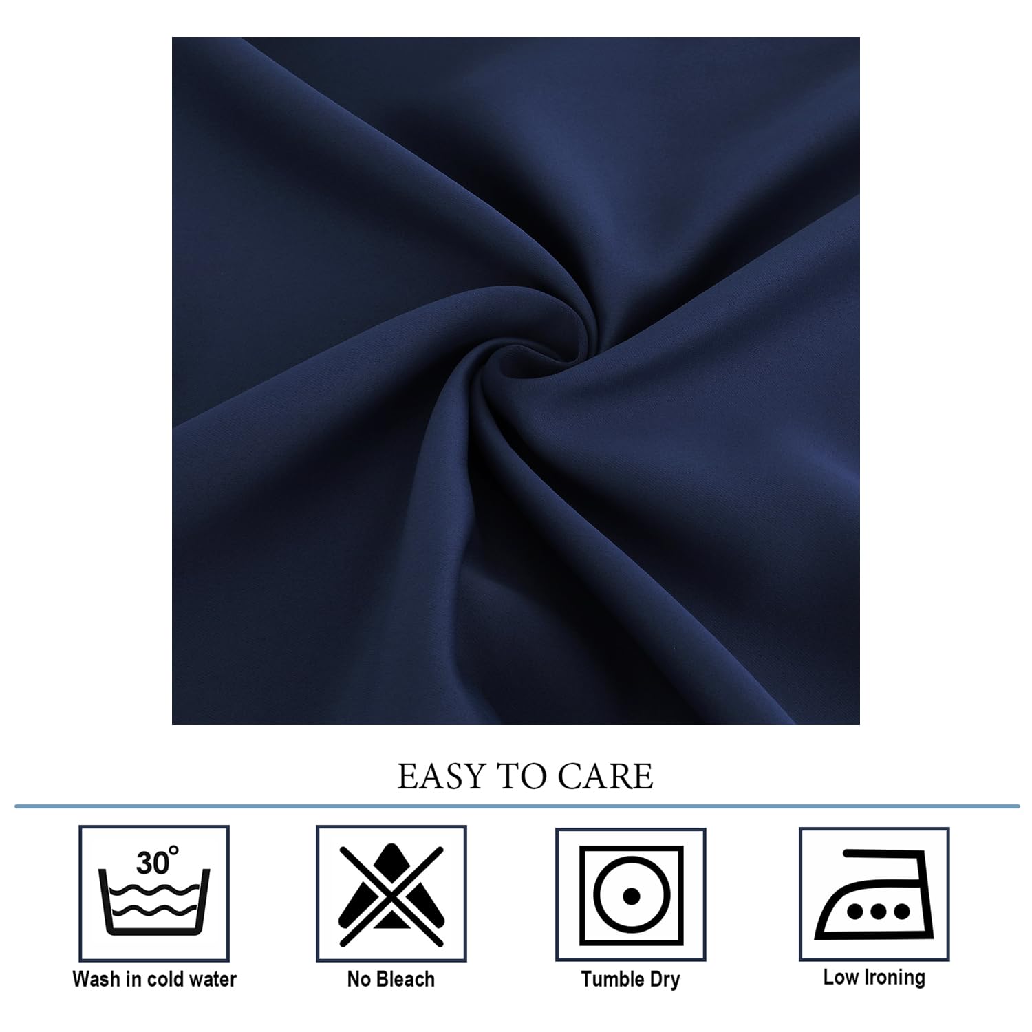 Diraysid Lot de 2 rideaux occultants à isolation thermique avec œillets pour chambre à coucher (106,7 x 213,4 cm, bleu marine)
