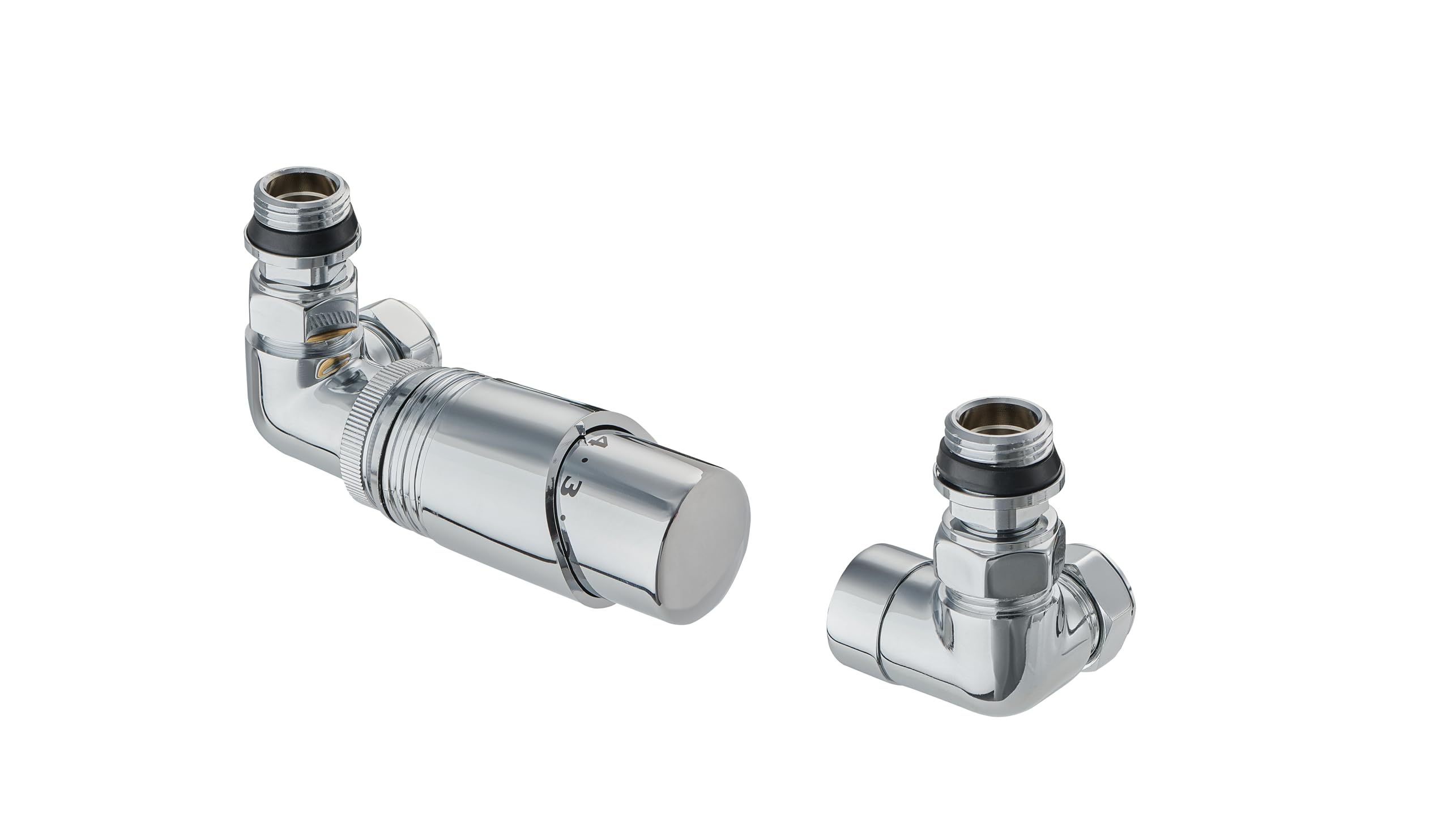 Terma Cylindrical Thermostatic Radiator Valve Set - Chrome - 15mm