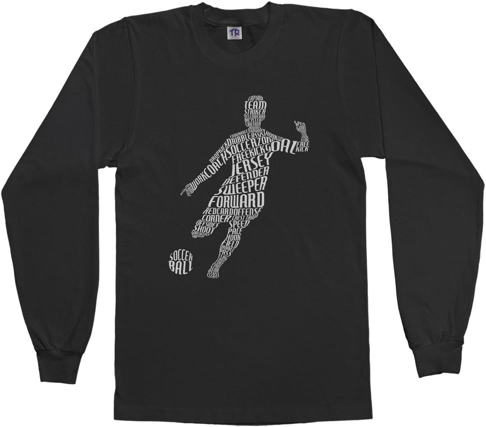 Threadrock Big Boys' Soccer Player Typography Youth L/S T-Shirt