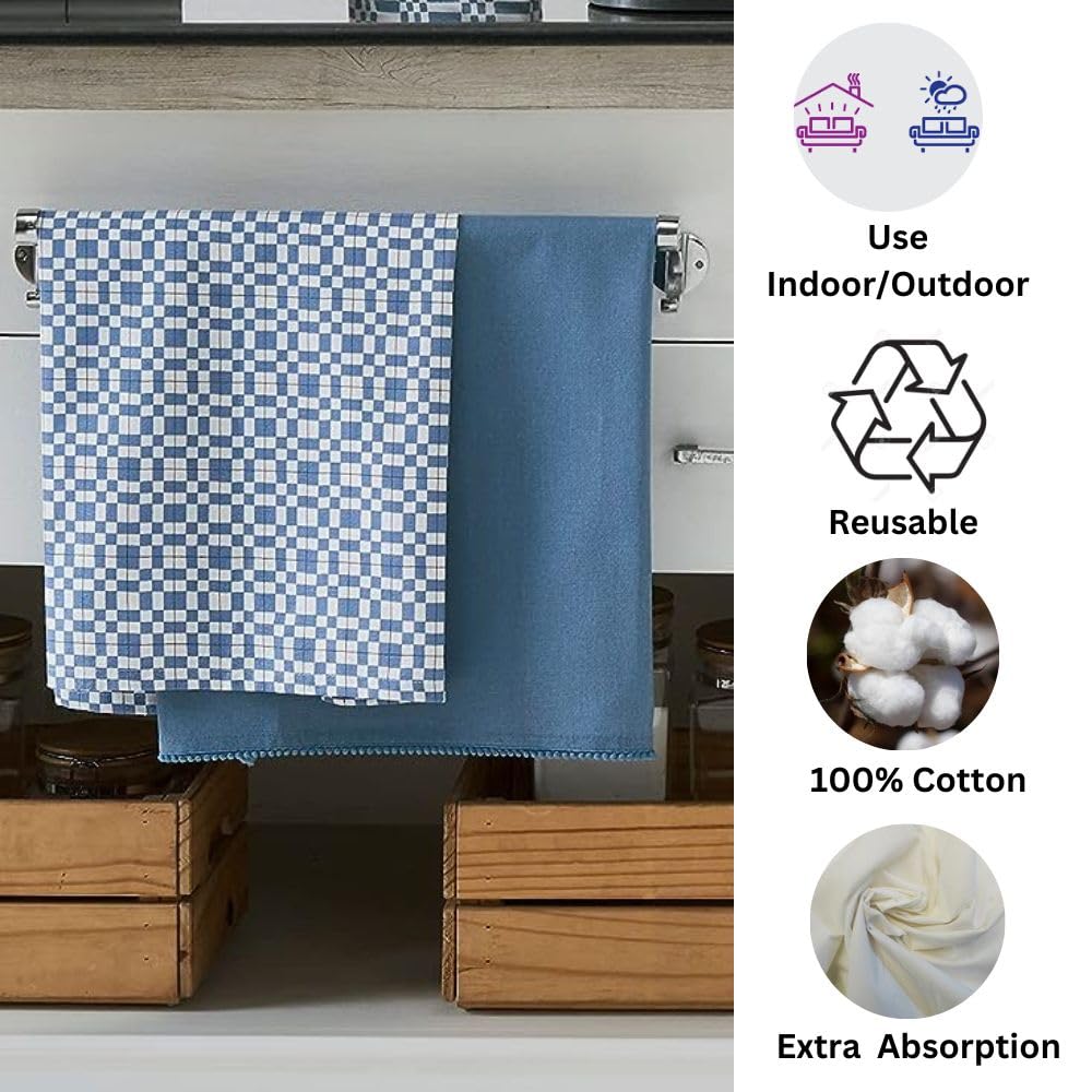 Penguin Home Set of 2 Recycled cotton Tea Towels, Eco Friendly Sustainable Plain Woven & Printed Kitchen Towels - Image 2