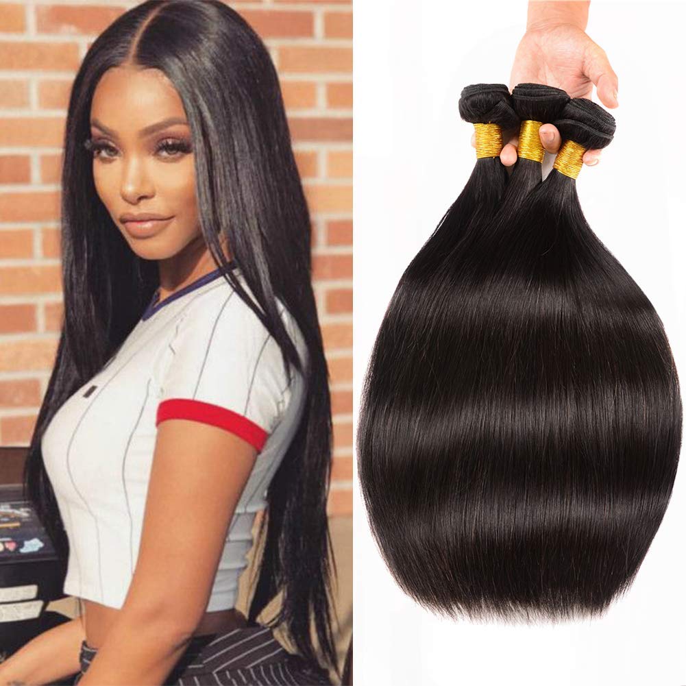 Amazon.com : Huarisi Brazilian Straight Human Hair Bundles Virgin Hair 14  16 18 inch 100% Unprocessed Weaves 3 Bundles Straight Weaving Hair Natural  Color for Black Women : Beauty & Personal Care