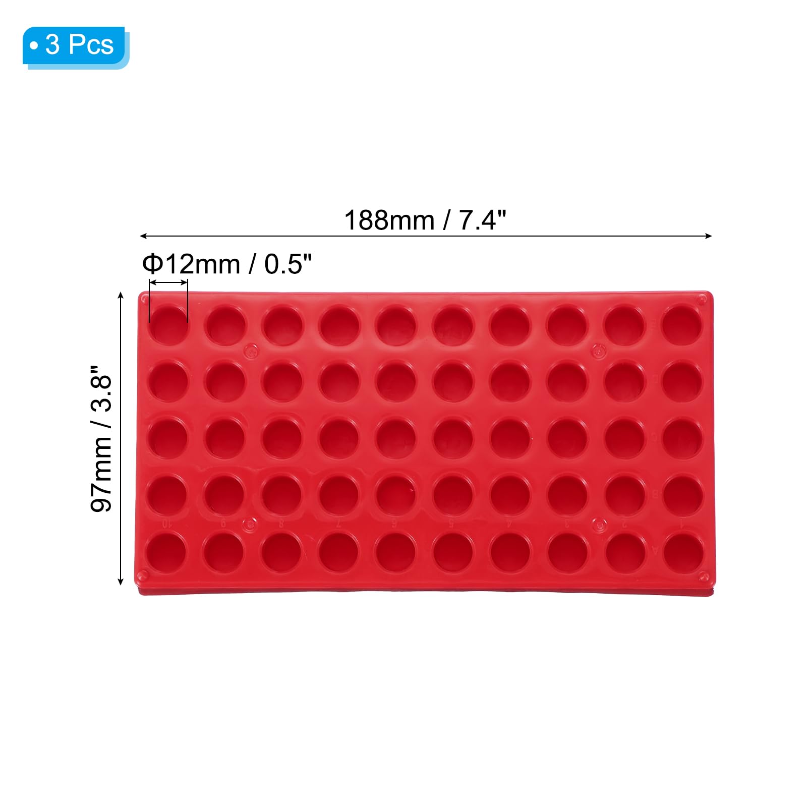 PATIKIL Soporte para Viales de 2ml para Autosamplers, 3 Bandejas Apilables de 50 Pocillos, Rojo