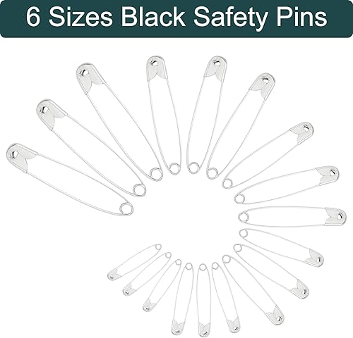 Miniatura 4 de NEBURORA 600 pines de seguridad negros de varios tamaños, pasadores de seguridad pequeños y grandes para ropa, hogar, escuela, oficina, costura,