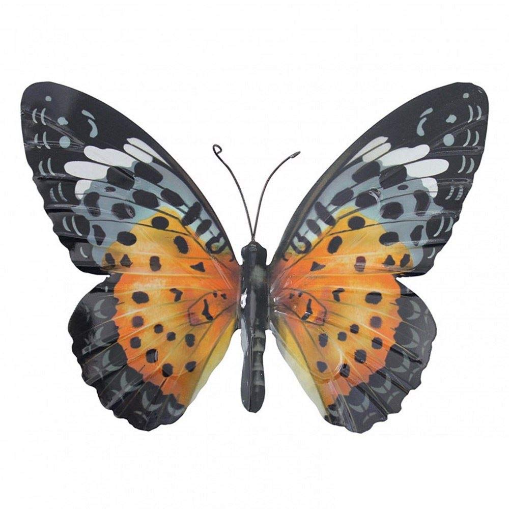 Primus Large Metal Butterfly, Orange and Black, 35 x 25cm