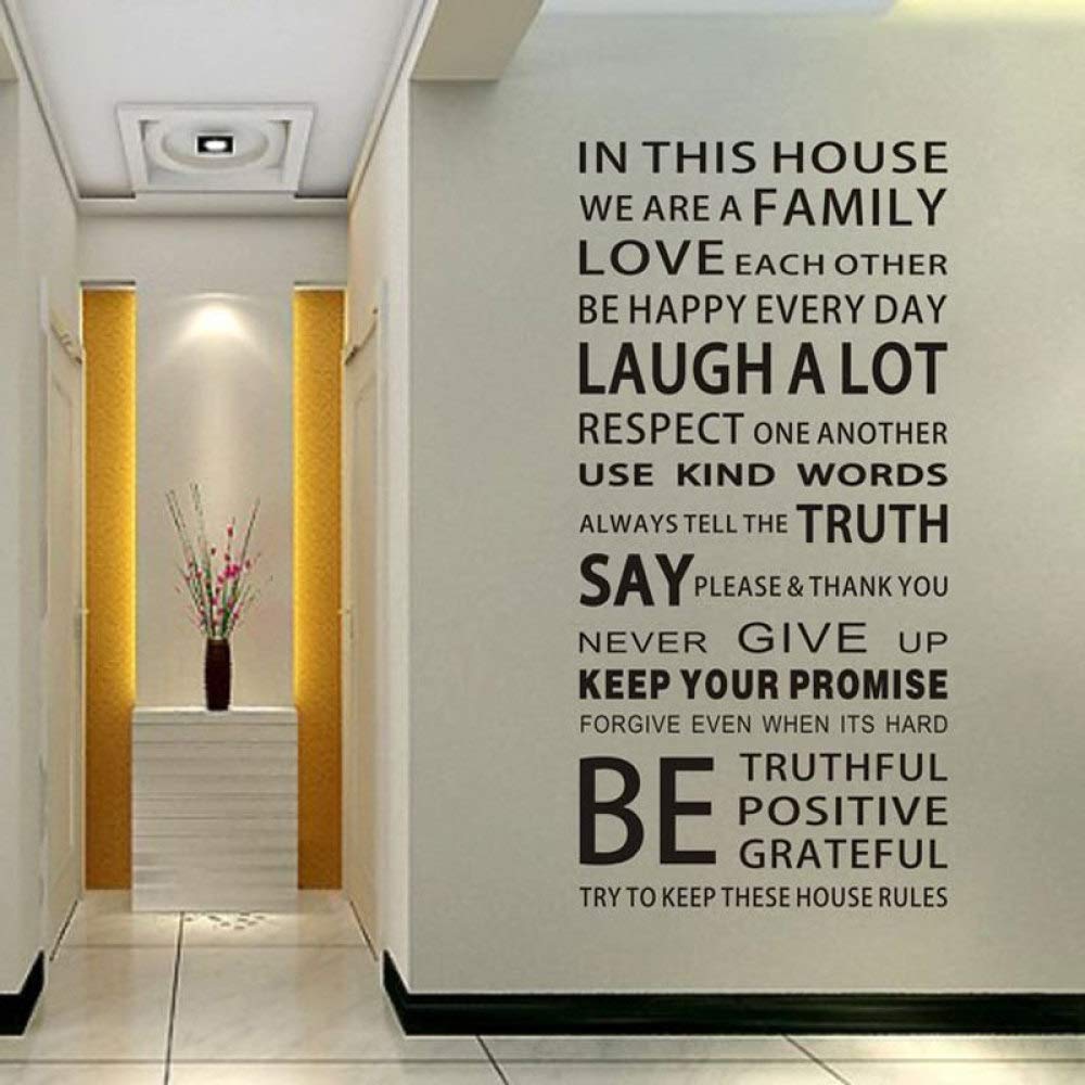 English Proverbs Wall Sticker Family House Rules Wall Stickers Decal DIY Decor Home Kids Great Gift Wallpapers60*90Cm