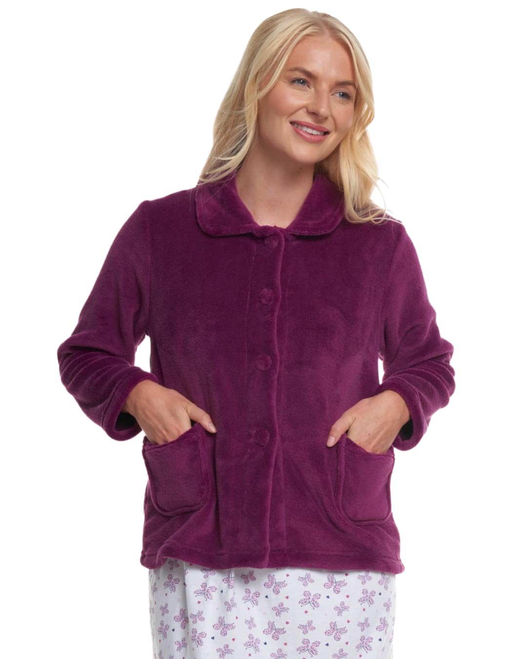 Suzy & Me Ladies Supersoft Fleece Bedjacket (UK, Numeric, 24, 26, Regular, Regular, PLUM)