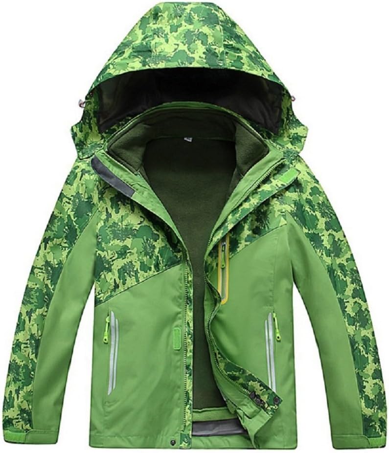 Bakerdani Boys Girls Climbing Jacket Two-piece Three-in-one Removable Warm Coat