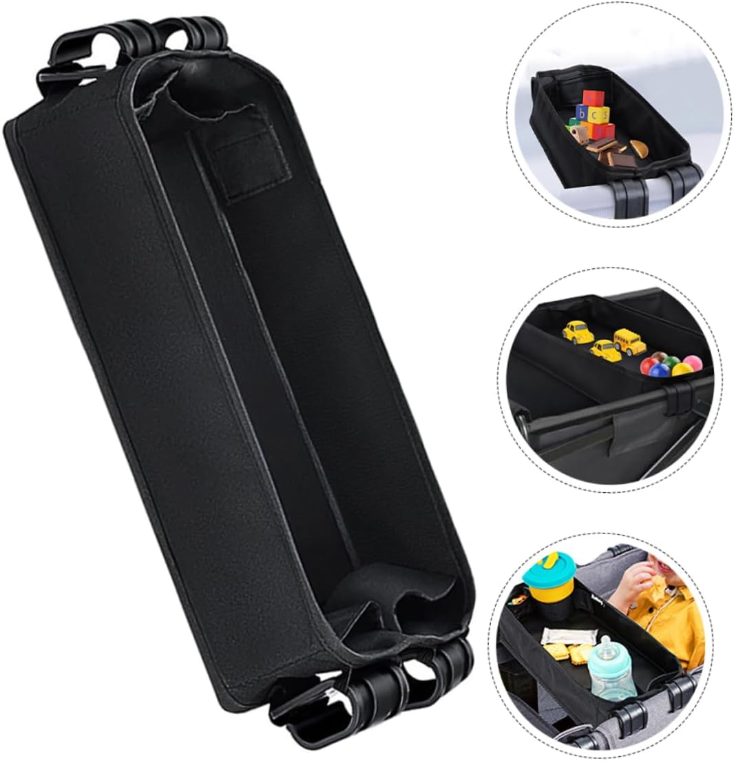 DECHOUS Stroller Snack Tray Attachment for Boy Girl Clip Food Organizer Cup Holder for Easy Access during Outings Black