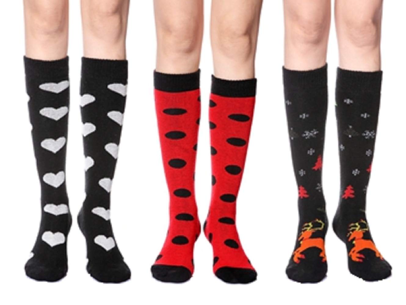 Women's & Girl's 3-Pairs Colorful Patterned Winter Warm over Knee High Socks (Multicolour, Free Size)-image-25