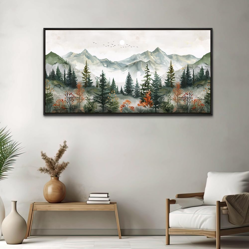 ZUITINGHUA Large Black Framed Wall Decor For Living Room Canvas Wall Art For Office Modern Wall Decorations For Bedroom Blue Abstract Painting Modern Pictures Artwork Home Decor 24x48 In