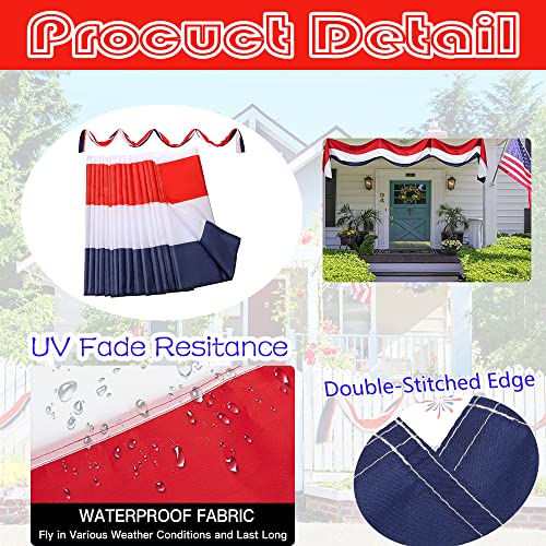 3x30Ft American Bunting Flag Patriotic Decor for Outside USA Celebration 250th Anniversary 4th of July Labor Day and Veterans Day Decorations American Red White Blue Stripe Bunting Banner by aokansha - Image 4