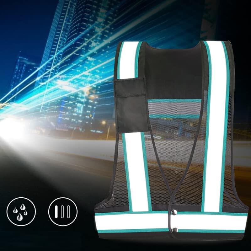AAPIE Gilet di Sicurezza per Moto da Uomo Gilet da Corsa Gilet ad Alta visibilità Abbigliamento da Corsa Riflettente per Guidatore con Tasca sul Petto