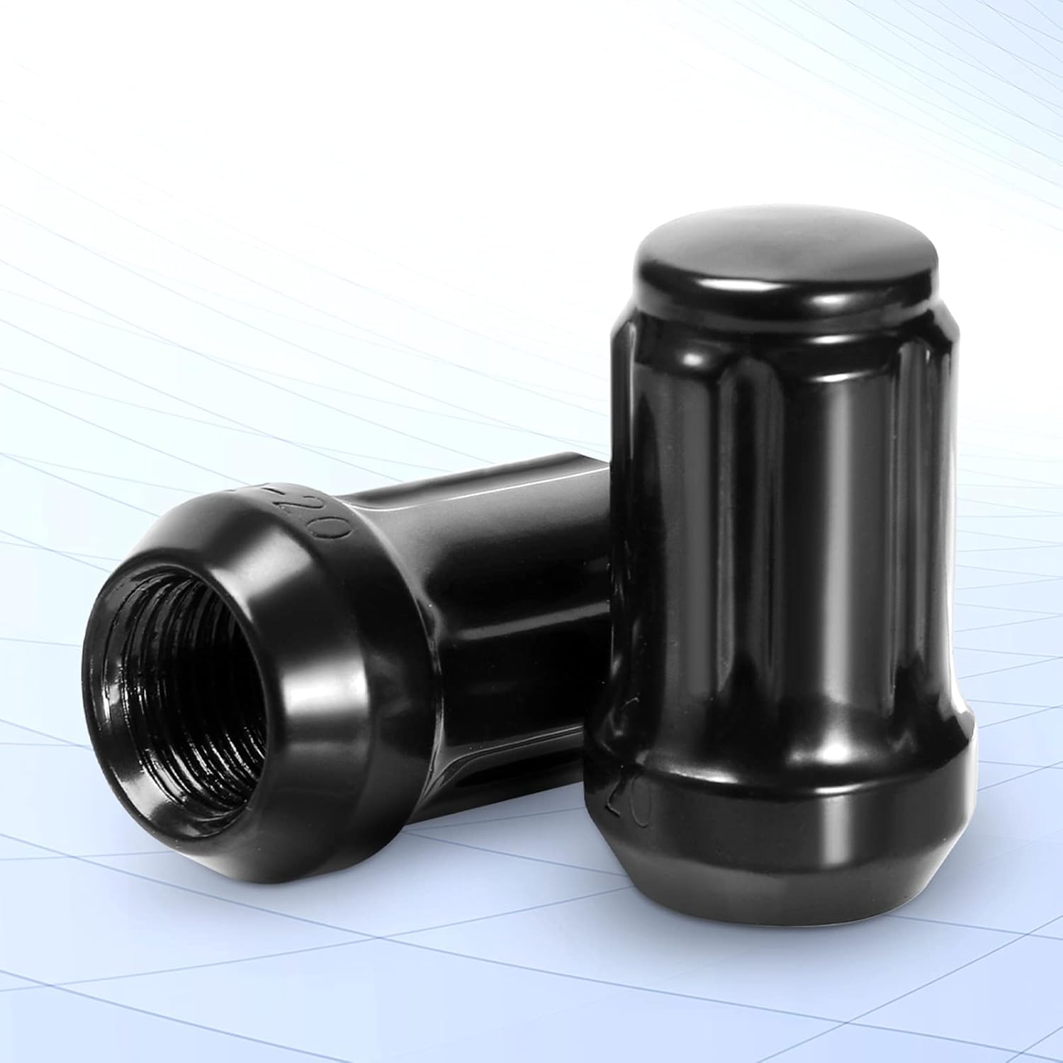 NPAUTO Wheel Lug Nuts 1/2 x 20 Black, 1/2''-20 Replacement for Ford Mustang, F-150, Explorer, Commander, Jeep Wrangler, Liberty, Grand Cherokee, Bulge Acorn Spline,1.38" Tall, 1 Lug Nut Key, 20+1Pcs