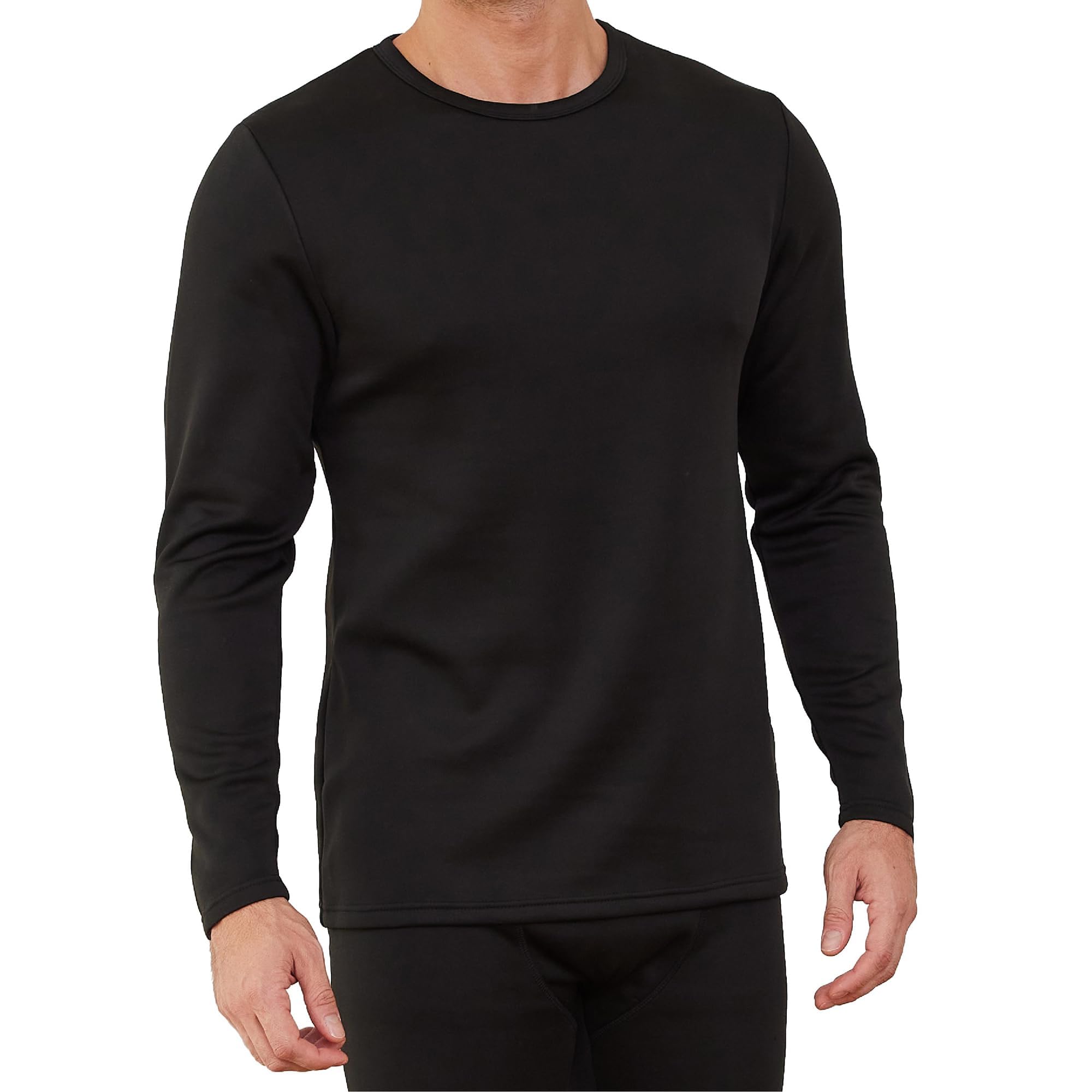 The Essentials Wardrobe Men's 1 Pack Thermal Top 1Pk Tew Long Sleeved Thermal Top - Black - Medium
