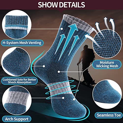 Image of Anlisim Merino Wool Hiking Running Socks for Women, Boot Work Crew Socks