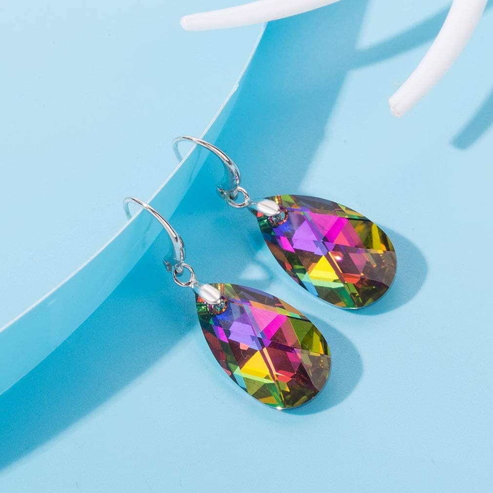 Austrian Crystal Teardrop Dangle Hook Earrings for Women 14K Gold Plated Hypoallergenic Jewelry - Image 5