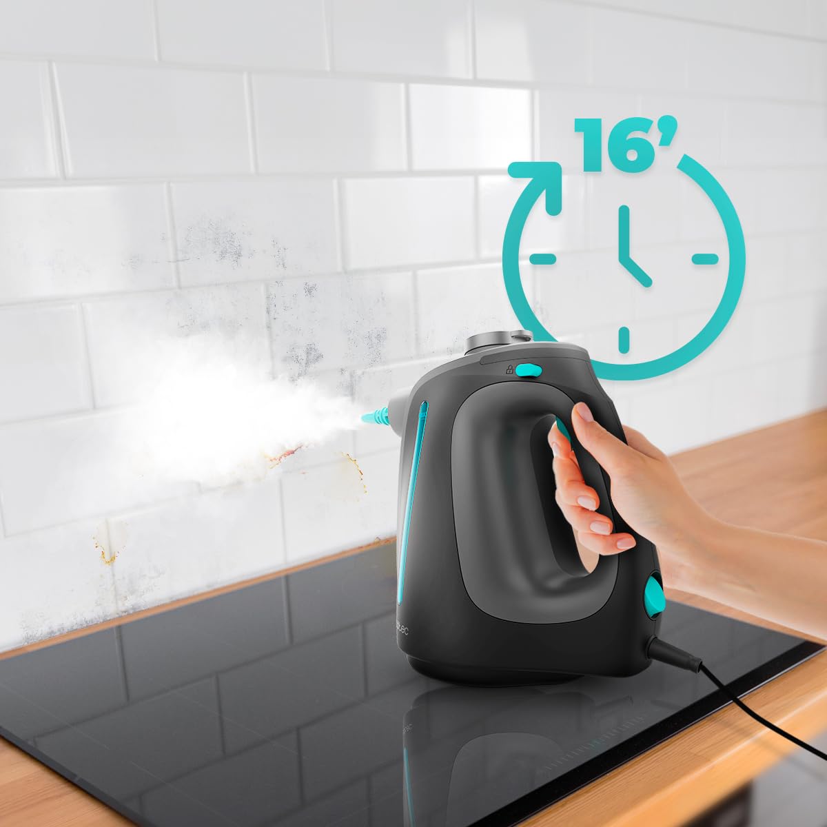 Cecotec Pulitore a Vapore HydroSteam 1300 Rapid Max X-Treme. 1350W, Riscaldamento Rapido, Serbatoio 550ml, 3 Bar, Vapore 30g/min, 16 Accessori, Igiene Profonda e Massima Praticità
