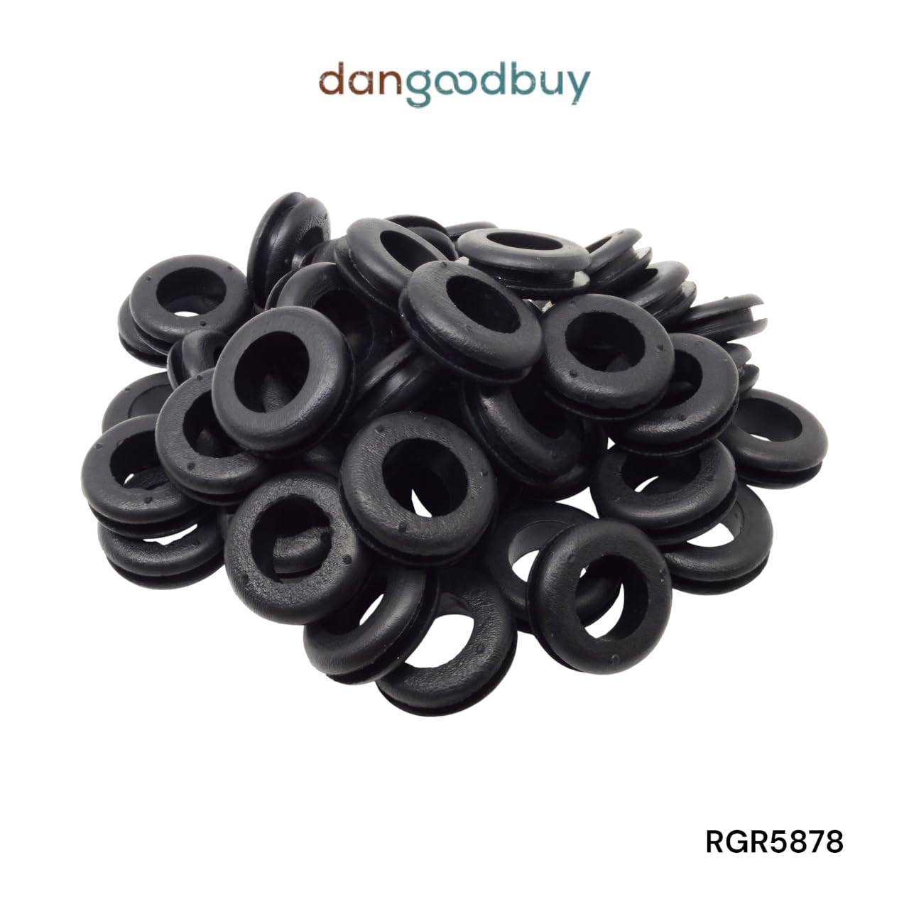 Pkg of 24 - Black SBR Rubber Push-in Grommet - Inner Diameter 5/8", Outer Diameter 1 1/8", Fits Panel Hole 7/8", Fits Panel Thickness 1/8"