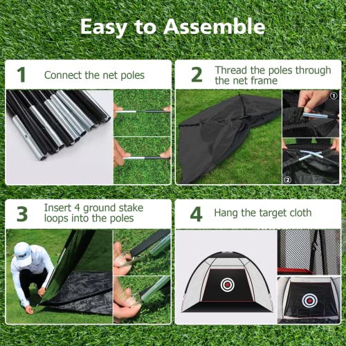 Bltend Golf Net, 10X7Ft 7-In-1 Golf Practice Net With Tri-Turf Xl Golf Mat, Target Cloth, 6 Golf Balls, 7 Golf Tees, Carry Bag, Golf Hitting Training Aids For Driving Chipping Backyard Indoor Outdoor #TOP4