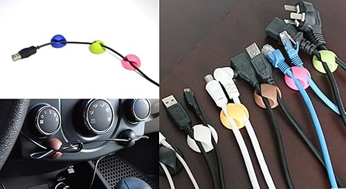 Miniatura 5 de yueton 24pcs Colorido Doble Agujero Escritorio Cable Cable Cable Gestión Cable Organizador Cable Holder