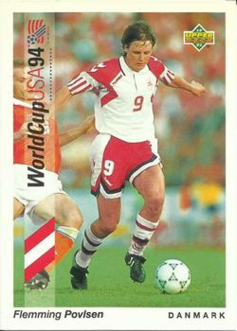 1993 Upper Deck World Cup Preview (English/Spanish) #76 Flemming Povlsen Denmark Official FIFA WC Soccer Card in Raw (NM or Better) Condition