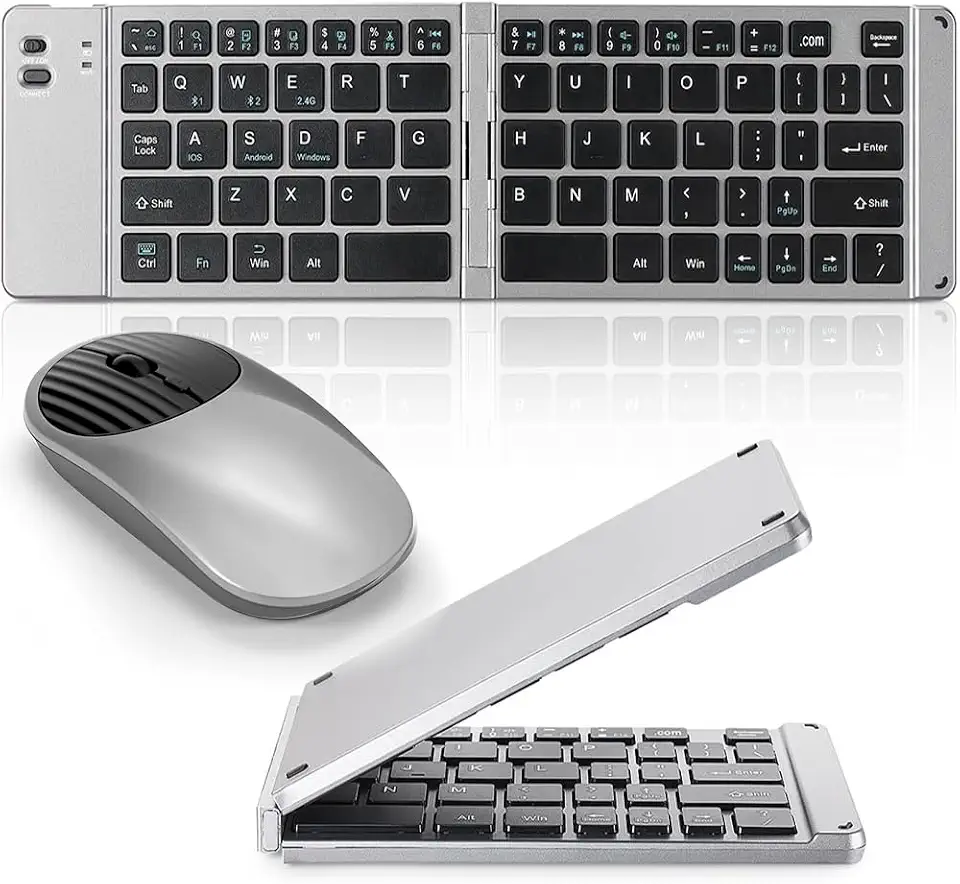 Kit Teclado e Mouse sem Fio, Teclado Dobrável