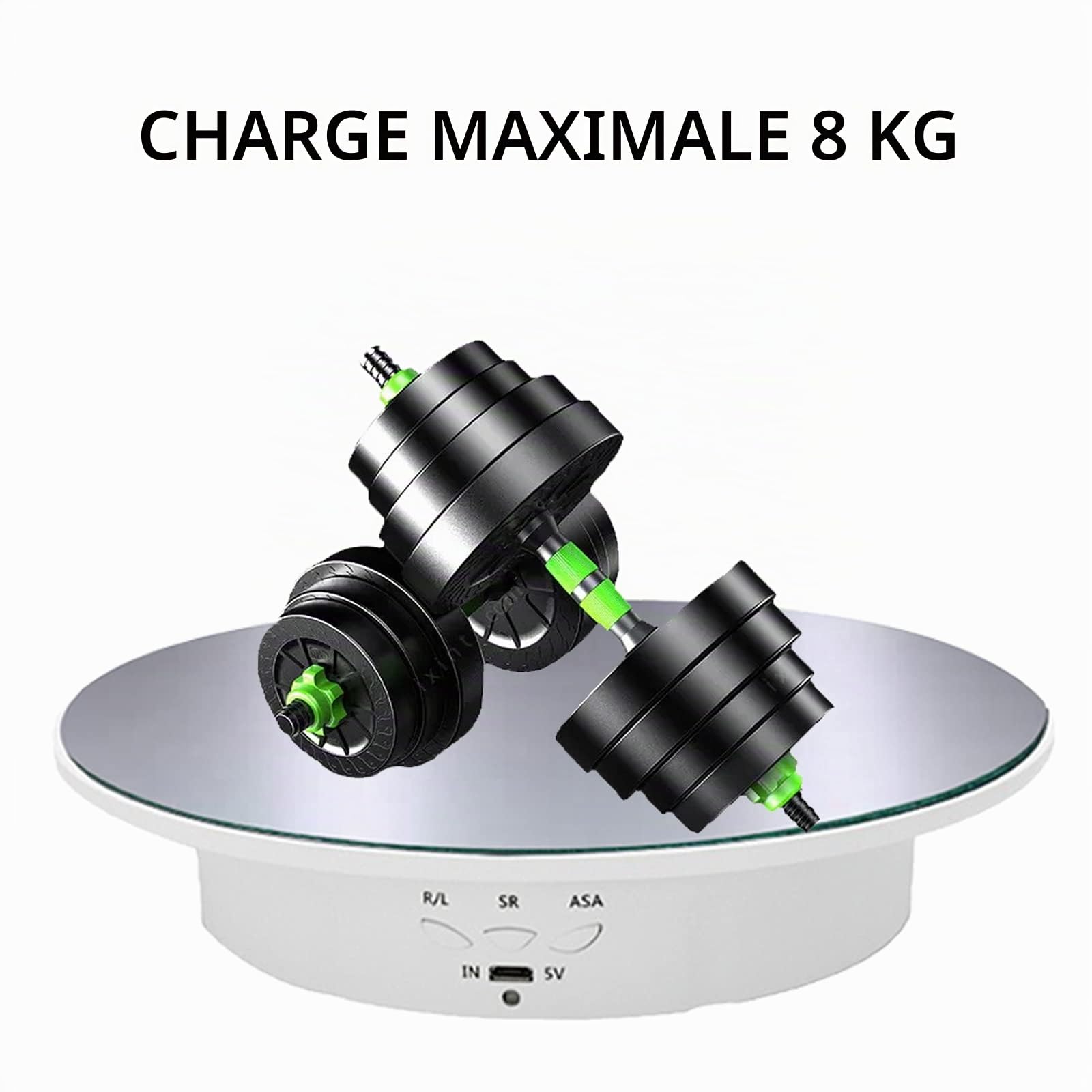 CDIYTOOL Présentoir motorisé pour Platine tournante électrique 90-180-360 degrés, Charge 8 kg, diamètre 20 cm, avec 5 Fonds en PVC