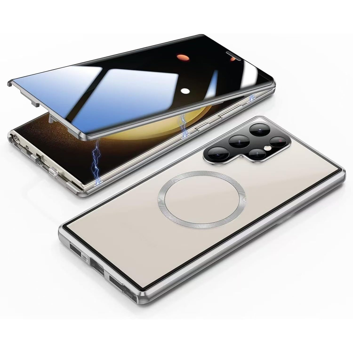 Coque Samsung S24 Plus magnétique argent verre anti-espion - 8