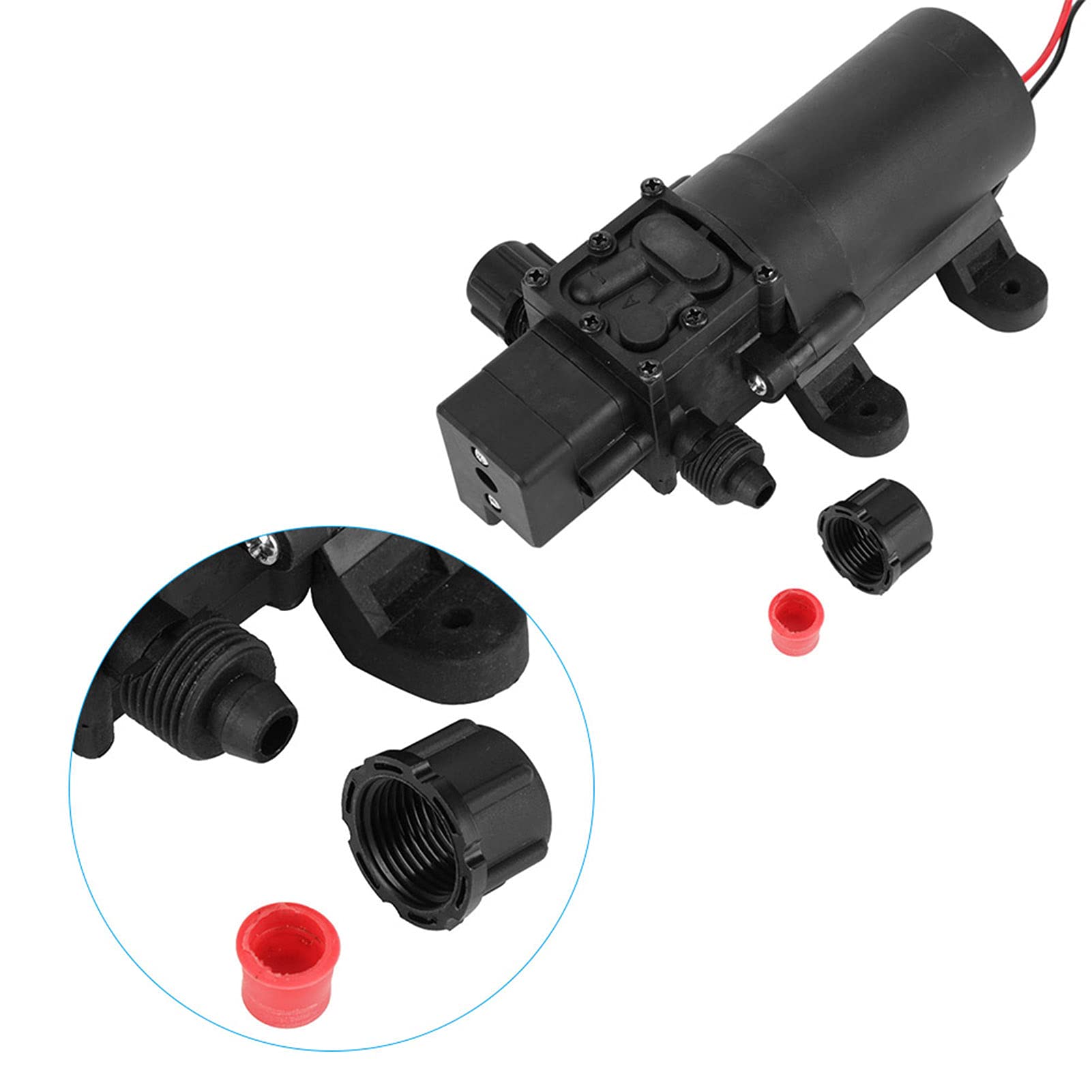 Pompa Elettrica a Membrana 24 V 80 W 5,5 L/Min Portata Pompa Acqua ad Alta Pressione con Interruttore Automatico per Irrigazione del Giardino e Alimentazione Idrica
