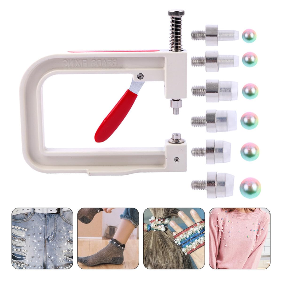 EXCEART Máquina De Rebordear Para Engastar Perlas Máquina Para Abalorios Diy Herramienta De Fijación Para Sombreros Remache Para Cuentas Prensa Manual Para Perlas Para Diy De Joyería