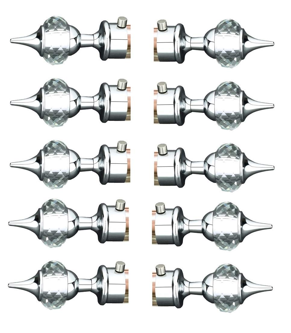 WSK Diamond Curtain Bracket Door and Window Fitting Brackets Pack of 10 Pcs F545-005, Stainless Steel, Silver