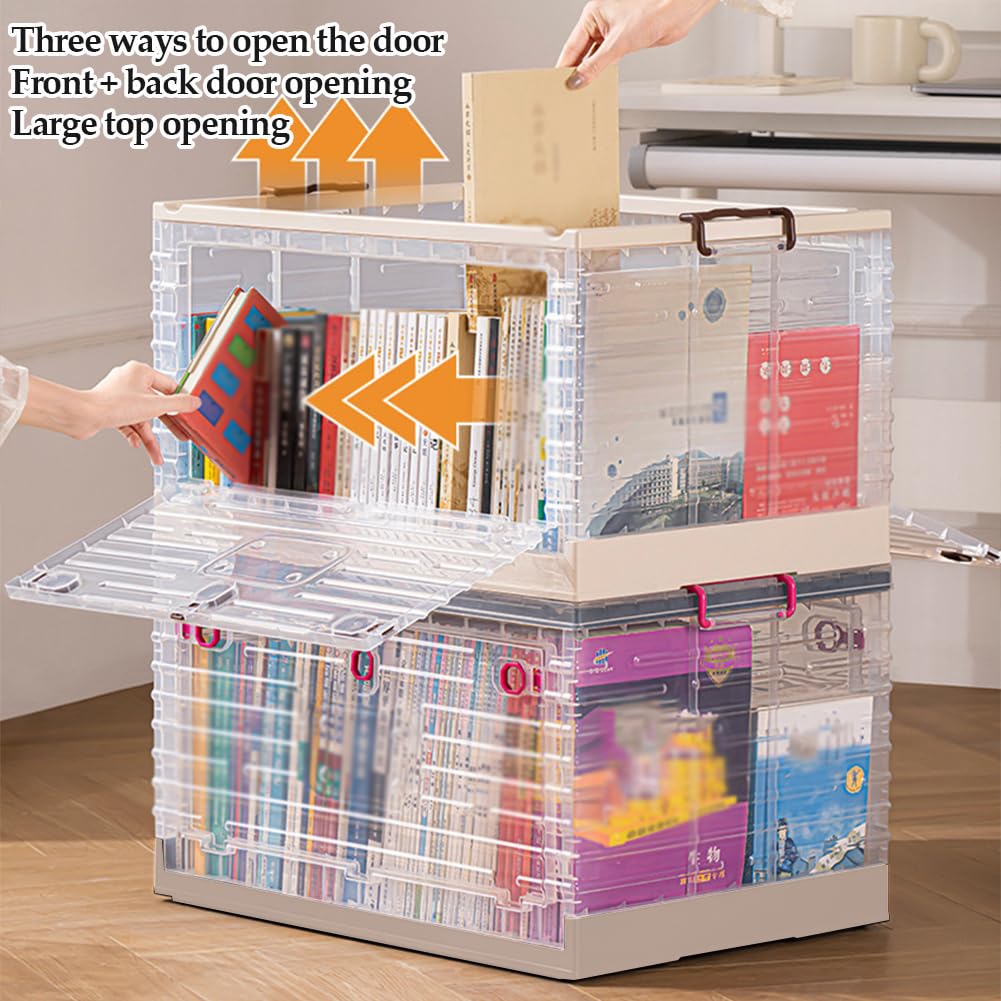 Cajas de Almacenamiento de plástico Grandes apilables con Tapa y Ruedas - Contenedores de Almacenamiento Plegables para Dormitorio, Sala de Estar y Cocina - Organizadores duraderos para una