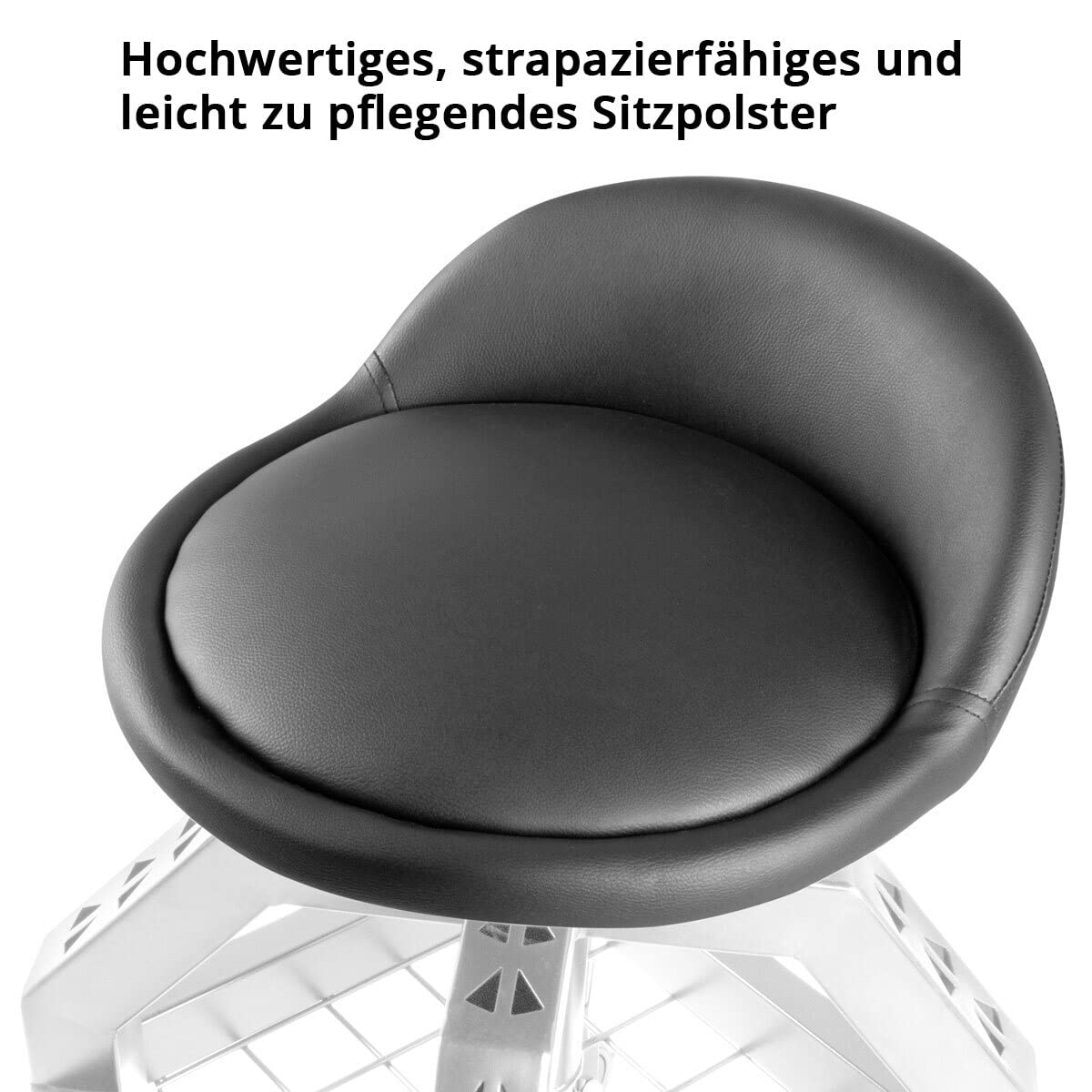 Sgabello Girevole HASKYY Con Schienale E Ruote - Regolabile 43-58 Cm, Portata 150 Kg, Ripiani