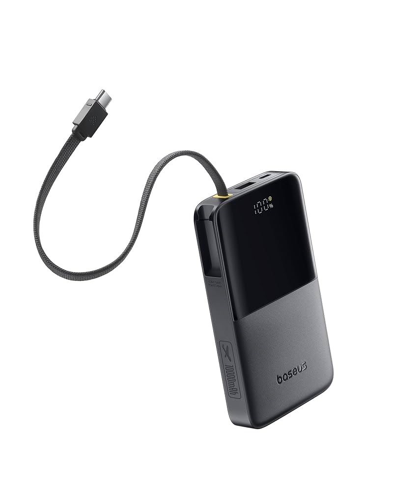 Amazon | Baseus モバイルバッテリー USB-C ケーブル内蔵 22.5W